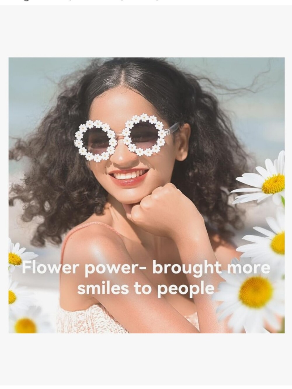White Daisy Flower Power Frame Sunglasses -retro Women Accessories🆕✨🍓🩷🌼🌻🎁